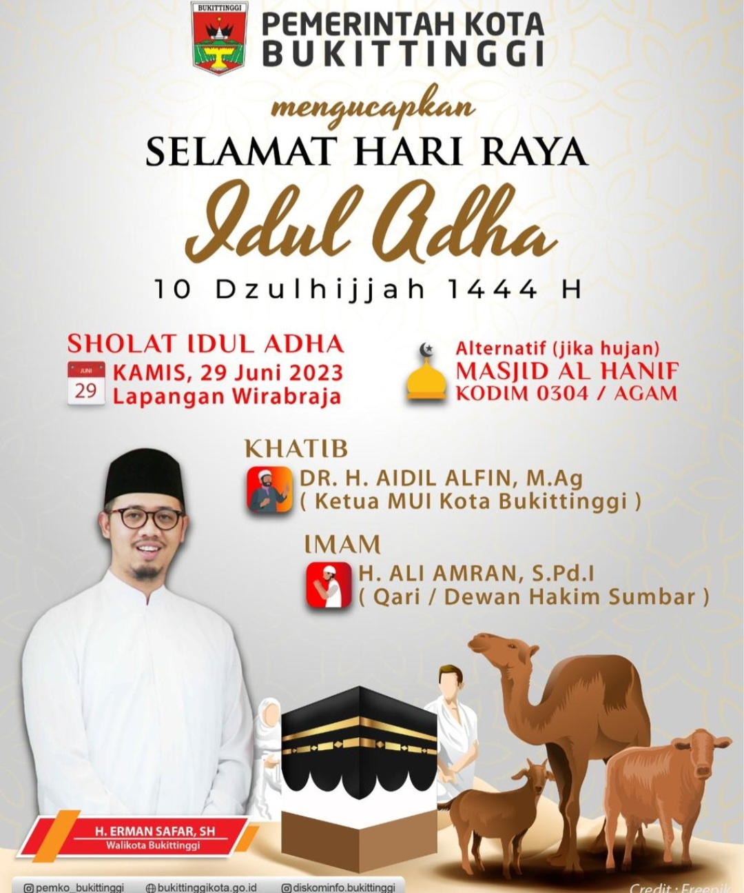 Dr. H. Aidil Alfin, M.Ag, Khatib Shalat Idul Adha 1444 di Bukittinggi