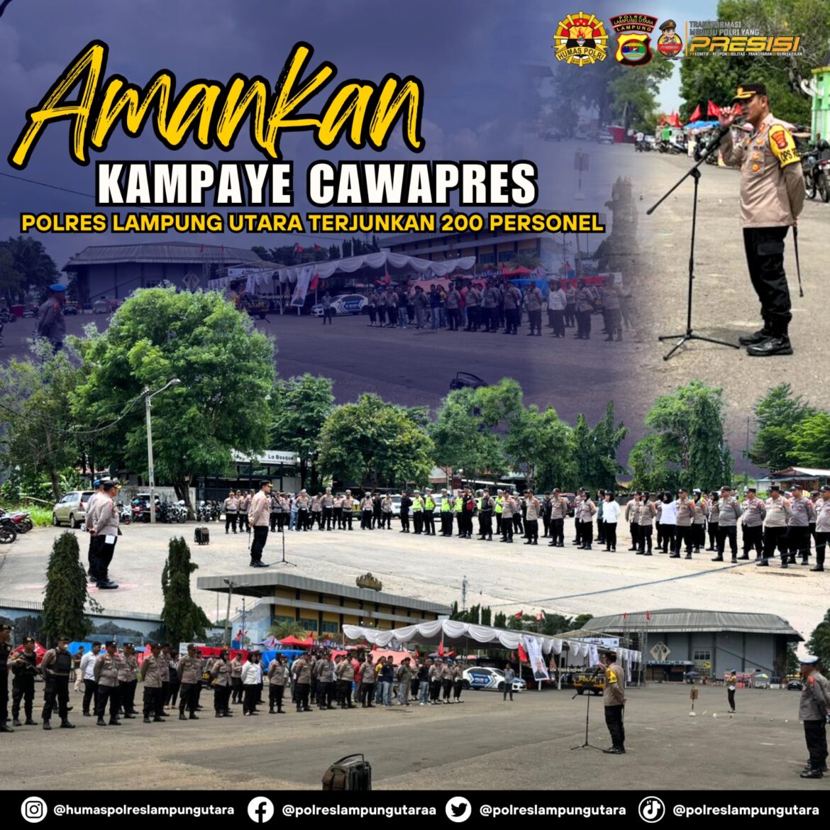 Amankan Kampaye Cawapres, Polres Lampung Utara Terjunkan 335 Personel Gabungan